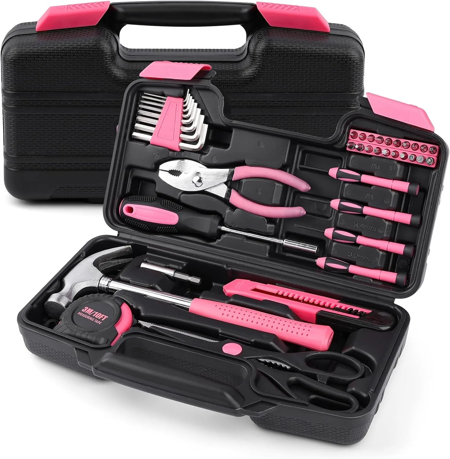 Tool Set 40PCS, Small Tool Kit, General Household Tool Box for Home Repair, DIY, Ideal Gift Choice, Pink