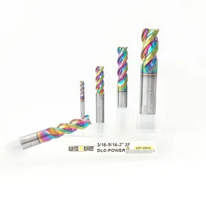 Tools Carbide End Mills Set, DLC Coating, CNC Mill Bits for Aluminum, Composite Materials,3 Flute Solid Carbide Square End Mills (1/8" 3/16" 1/4" 3/8" 1/2" 5pcs)