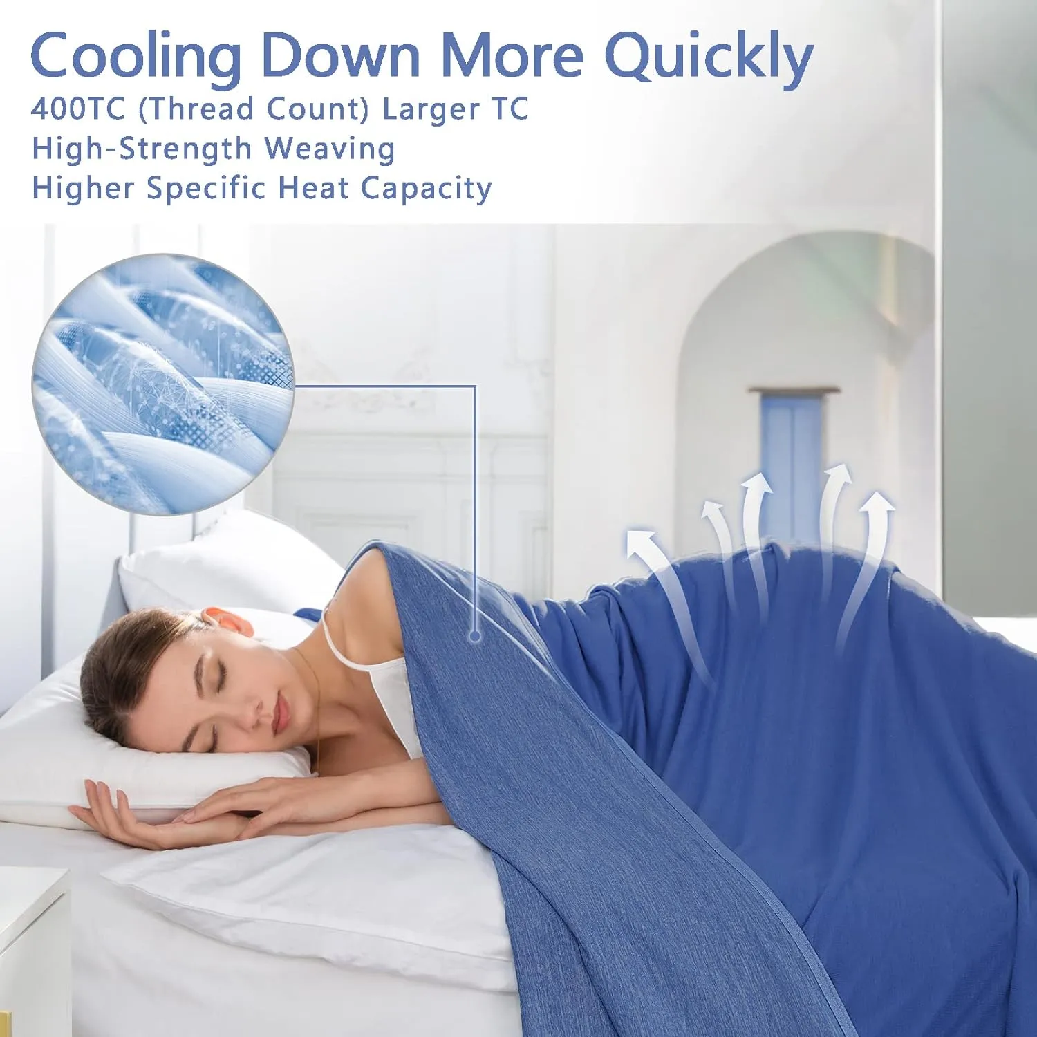 Topcee Cooling Blanket (90"x90" Queen Size) for Night Sweats, Absorbs Heat to Keep Adults Cool on Warm Nights
