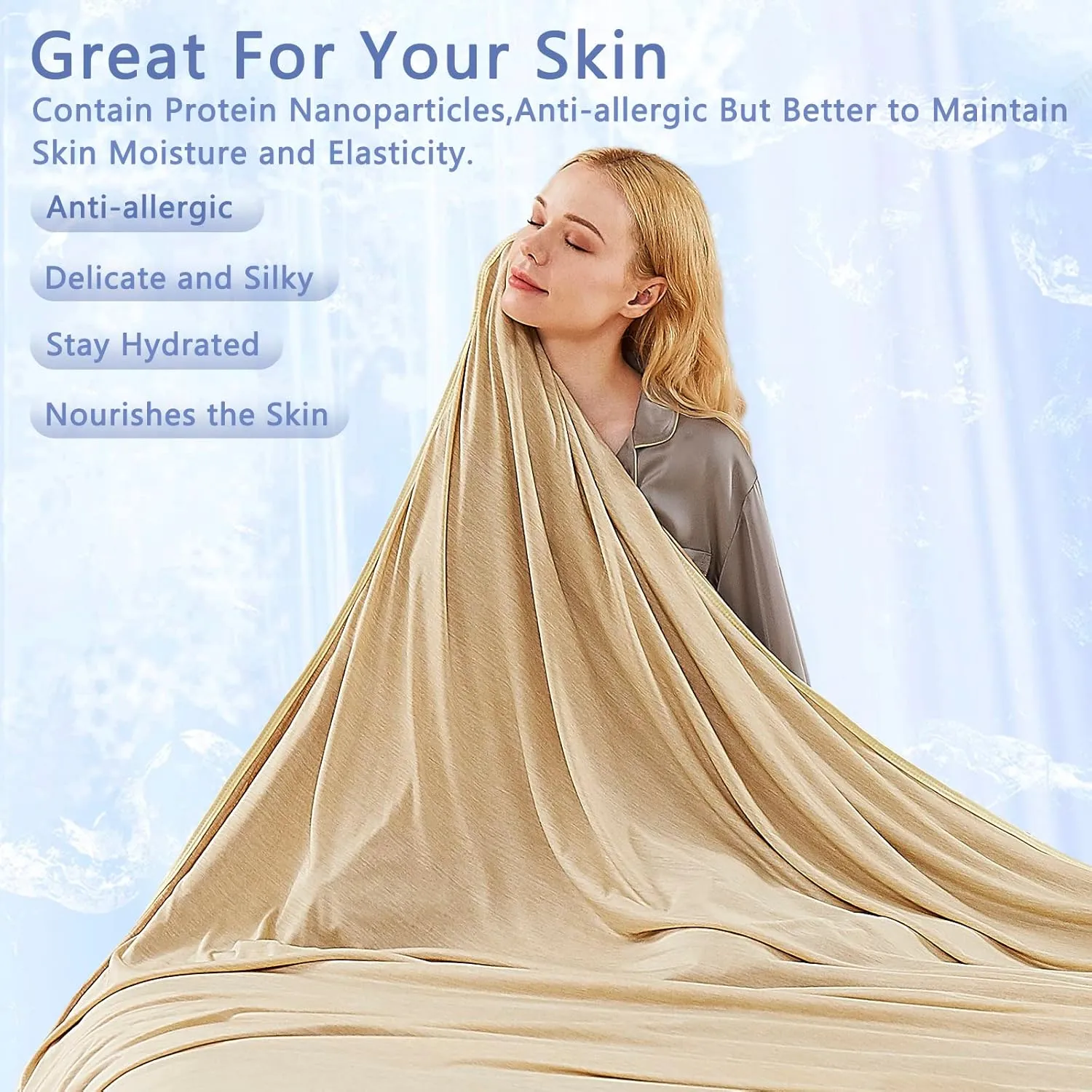 Topcee Cooling Blanket (90"x90"Queen Size) for Night Sweats Absorbs Heat to Keep Adults Cool on Warm Nights, Q-Max 0.5 Cooling Blankets for Hot Sleepers, Ultra-Cool Lightweight Blanket for Bed