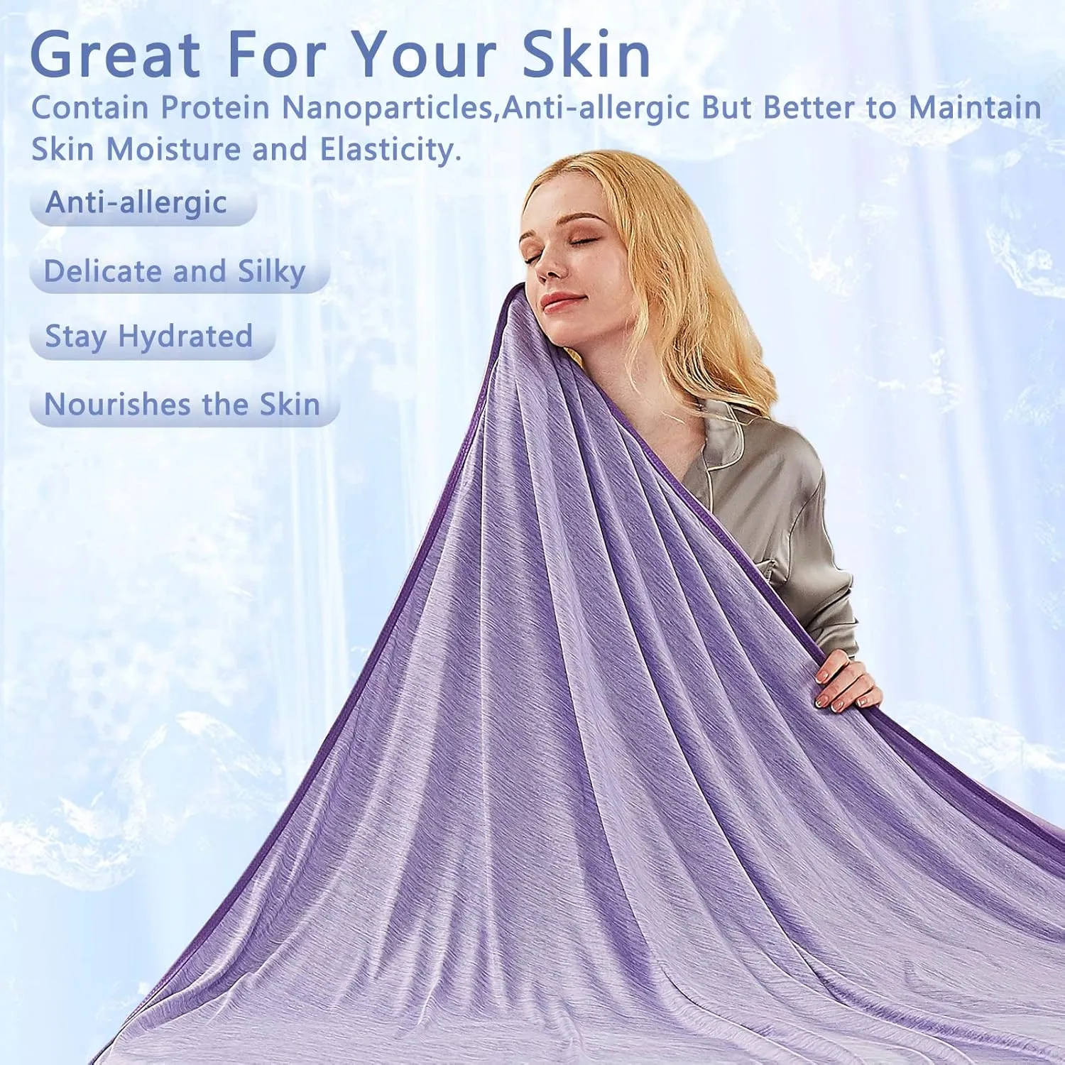 Topcee Cooling Blanket (90"x90"Queen Size) for Night Sweats Absorbs Heat to Keep Adults Cool on Warm Nights, Q-Max 0.5 Cooling Blankets for Hot Sleepers, Ultra-Cool Lightweight Blanket for Bed