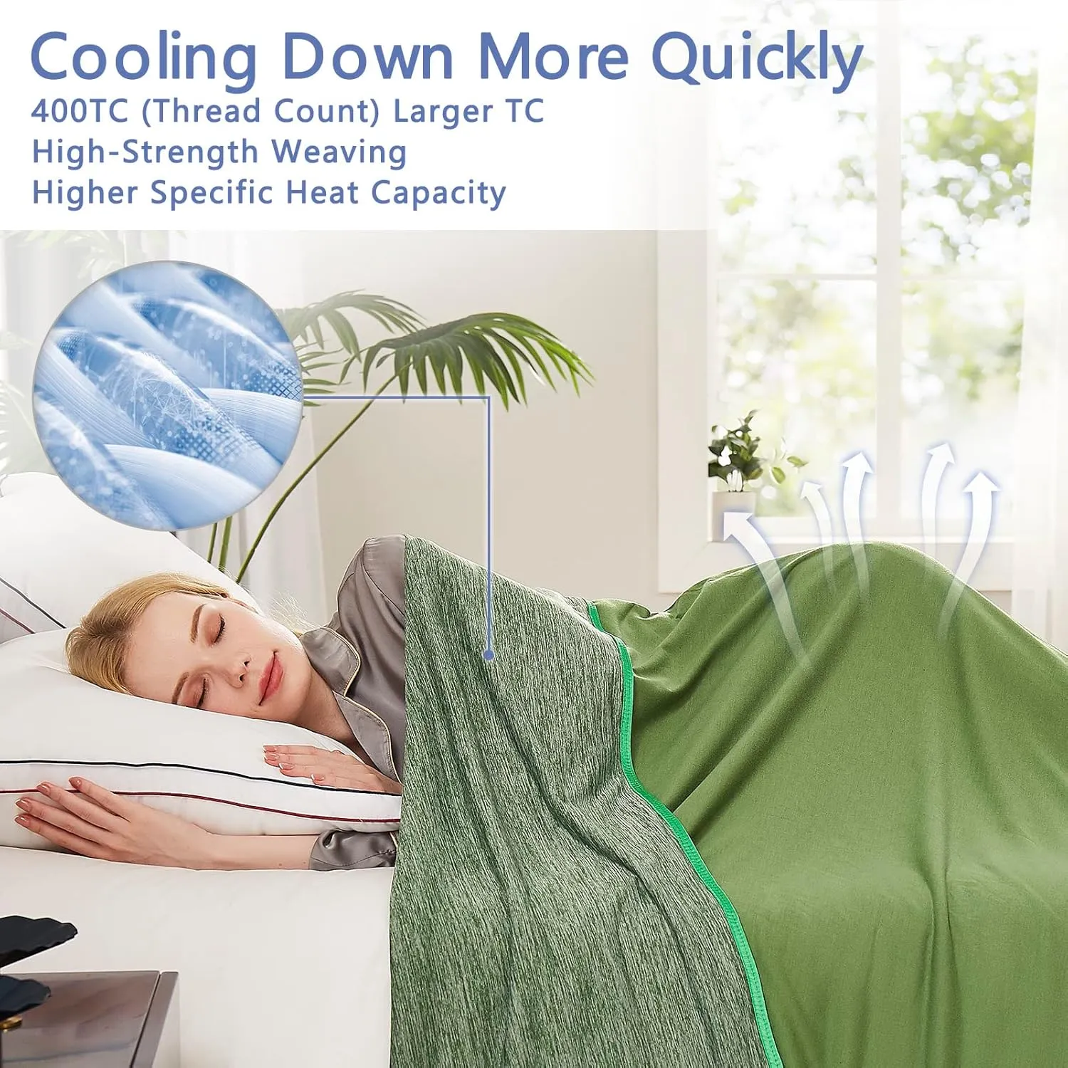 Topcee Cooling Blanket (90"x90"Queen Size) for Night Sweats Absorbs Heat to Keep Adults Cool on Warm Nights, Q-Max 0.5 Cooling Blankets for Hot Sleepers, Ultra-Cool Lightweight Blanket for Bed