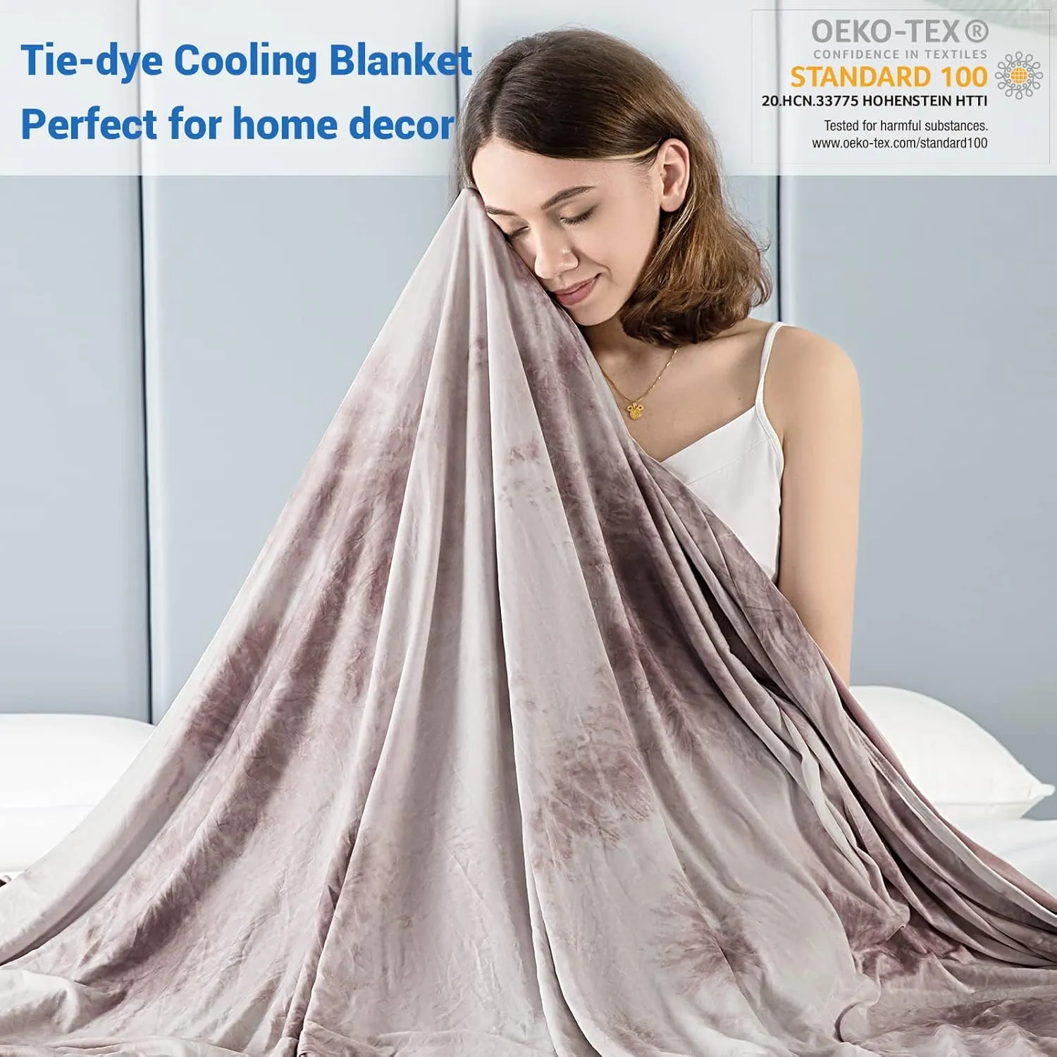 Topcee Cooling Blanket for Night Sweats Decorative Tie Dye, Absorbs Heat to Keep Cool on Warm Nights, Q-Max 0.5 Cooling Blankets for Hot Sleepers, Ultra-Cool Lightweight Sofa Throw Blanket (50"x70")