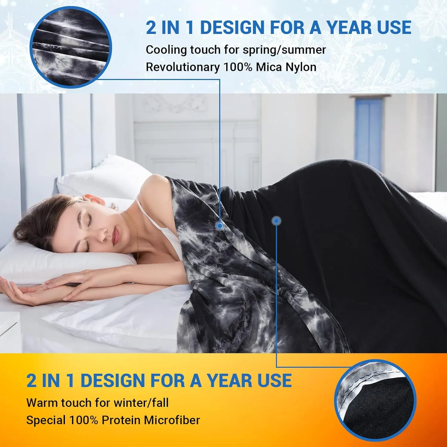 Topcee Cooling Blanket for Night Sweats Decorative Tie Dye, Absorbs Heat to Keep Cool on Warm Nights, Q-Max 0.5 Cooling Blankets for Hot Sleepers, Ultra-Cool Lightweight Sofa Throw Blanket (50"x70")