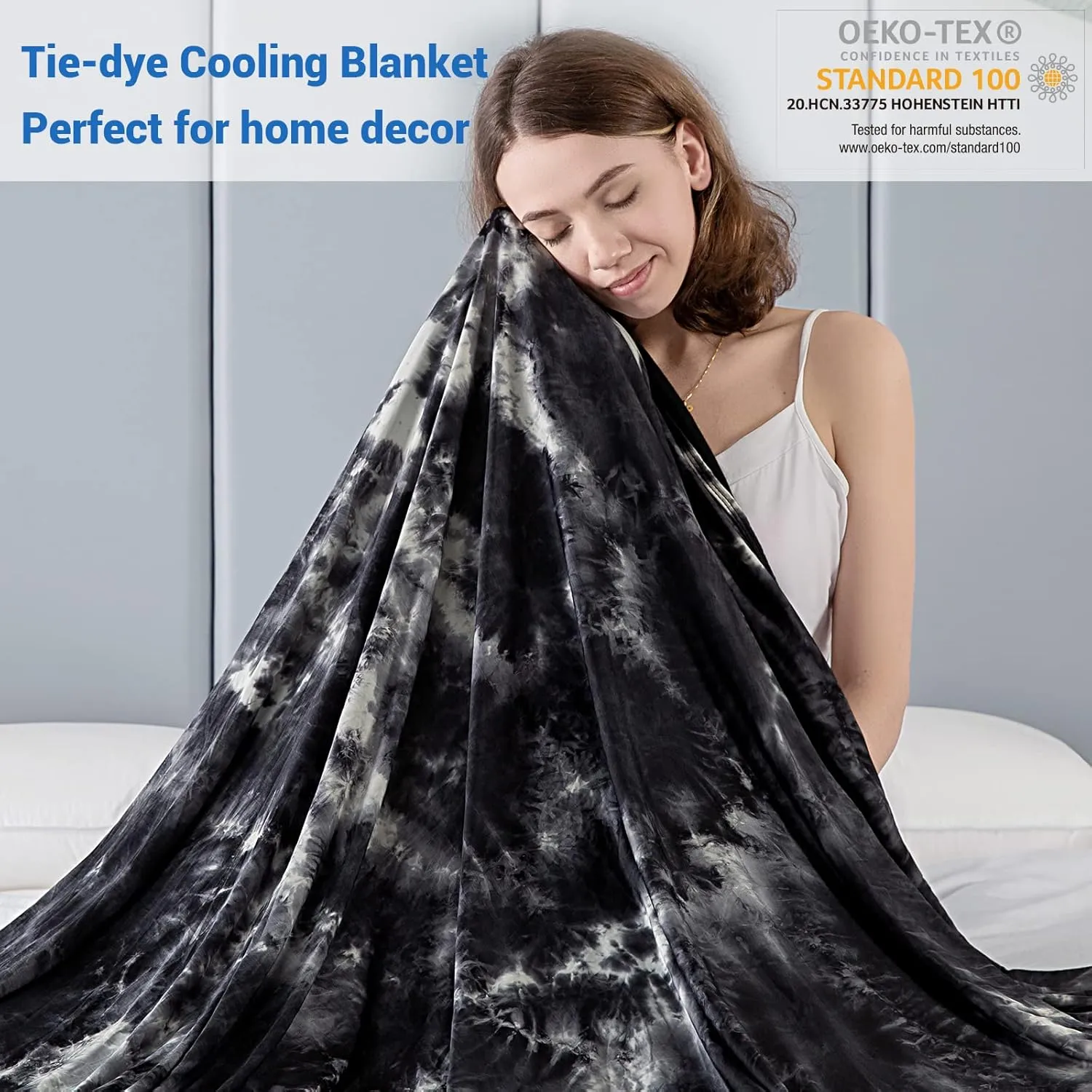 Topcee Cooling Blanket for Night Sweats Decorative Tie Dye, Absorbs Heat to Keep Cool on Warm Nights, Q-Max 0.5 Cooling Blankets for Hot Sleepers, Ultra-Cool Lightweight Sofa Throw Blanket (50"x70")