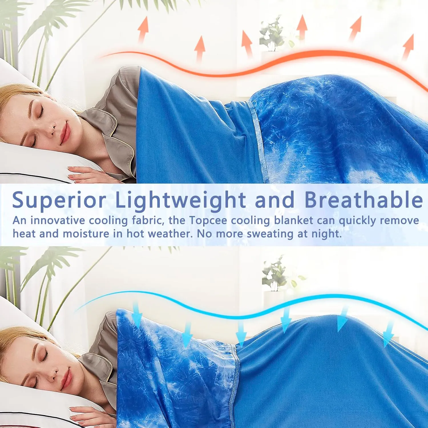 Topcee Cooling Blankets for Hot Sleepers,Arc-Chill Q-Max >0.5 Cool Fiber,100% Oeko-Tex Certified,Twin Size Lightweight Summer Cool Blanket for Travel/Outdoor Ultra Cold Breathable,60''x80''
