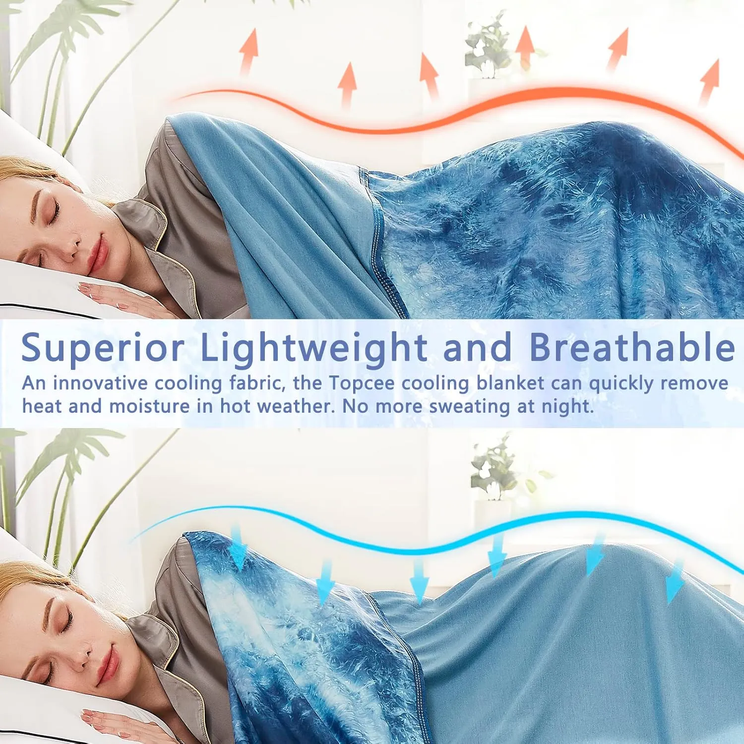 Topcee Cooling Blankets for Hot Sleepers,Arc-Chill Q-Max >0.5 Cool Fiber,100% Oeko-Tex Certified,Twin Size Lightweight Summer Cool Blanket for Travel/Outdoor Ultra Cold Breathable,60''x80''