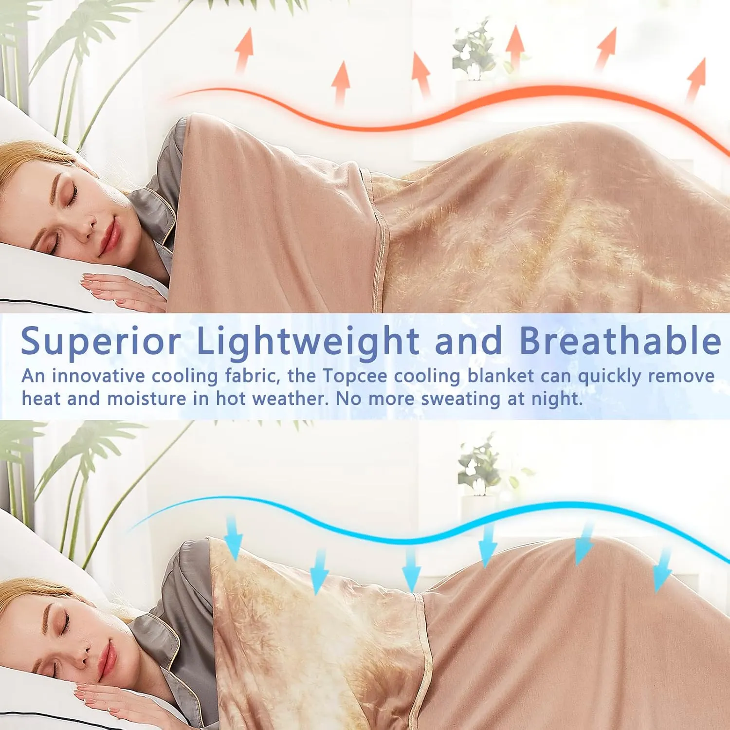 Topcee Cooling Throw Blanket for Hot Sleepers,Arc-Chill Q-Max >0.5 Cool Fiber,100% Oeko-Tex Certified Lightweight Summer Cool Blanket for Travel/Outdoor Ultra Cold Breathable,50''x70''