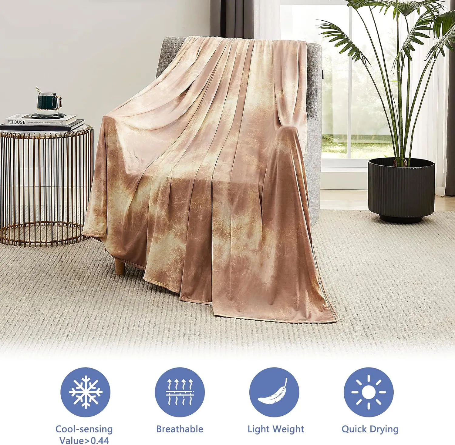 Topcee Cooling Throw Blanket for Hot Sleepers,Arc-Chill Q-Max >0.5 Cool Fiber,100% Oeko-Tex Certified Lightweight Summer Cool Blanket for Travel/Outdoor Ultra Cold Breathable,50''x70''