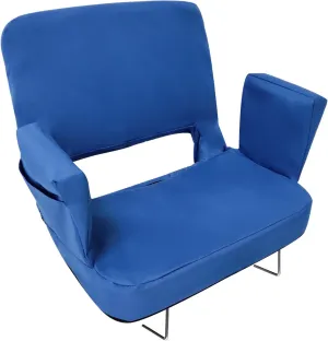 TOPSKY Stadium Seat with Back Support, 21.2in Total Width (19.5in Seat Area), 3 Reclining Positions, 2 Hooks and Armrests(Blue)