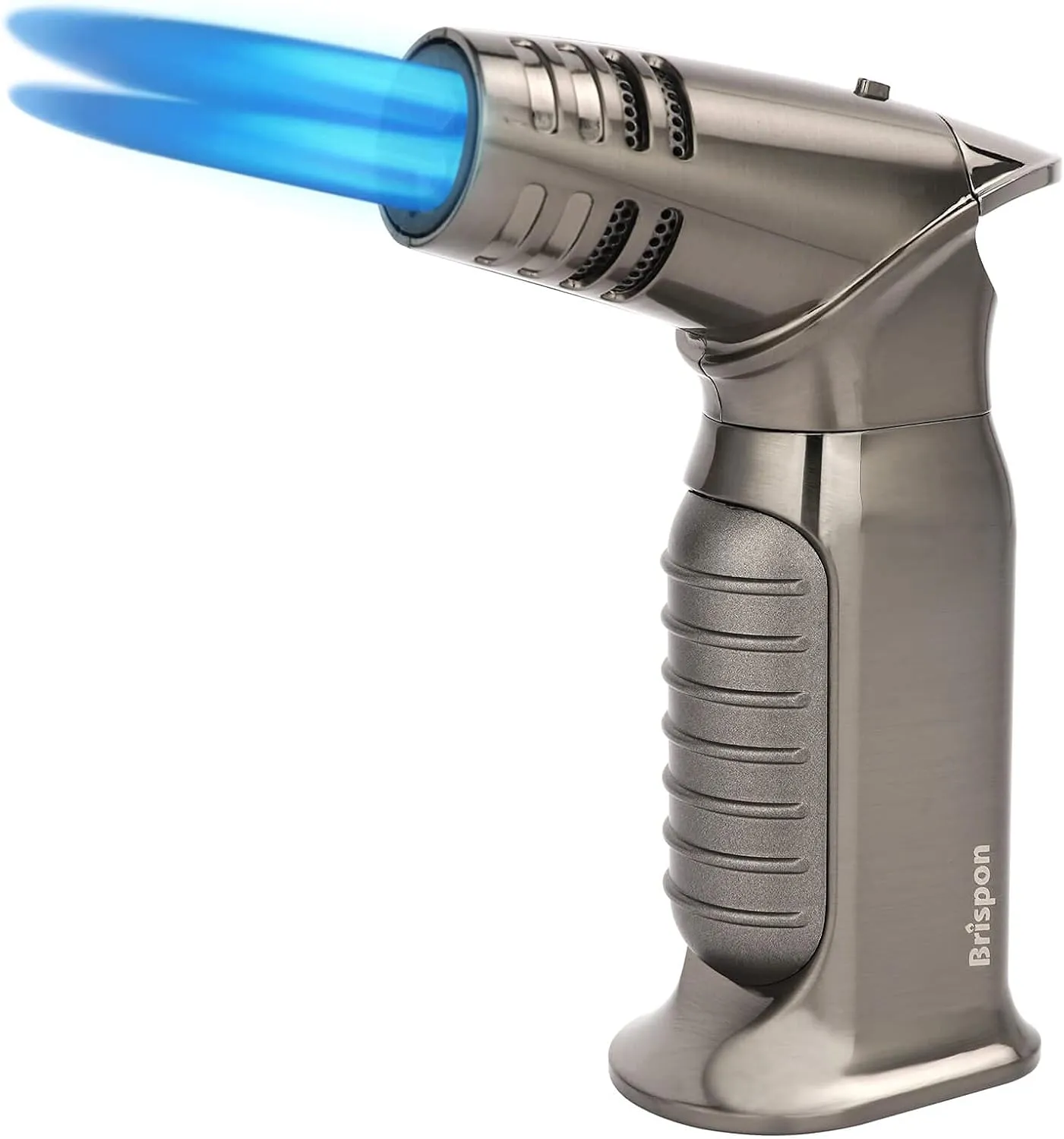 Torch Lighter, Quad 4 Jet Flame Windproof Butane Refillable Lighter with Safety Lock for Kitchen Grill BBQ Candle Camping (Butane NOT Included) (Gunmetal)