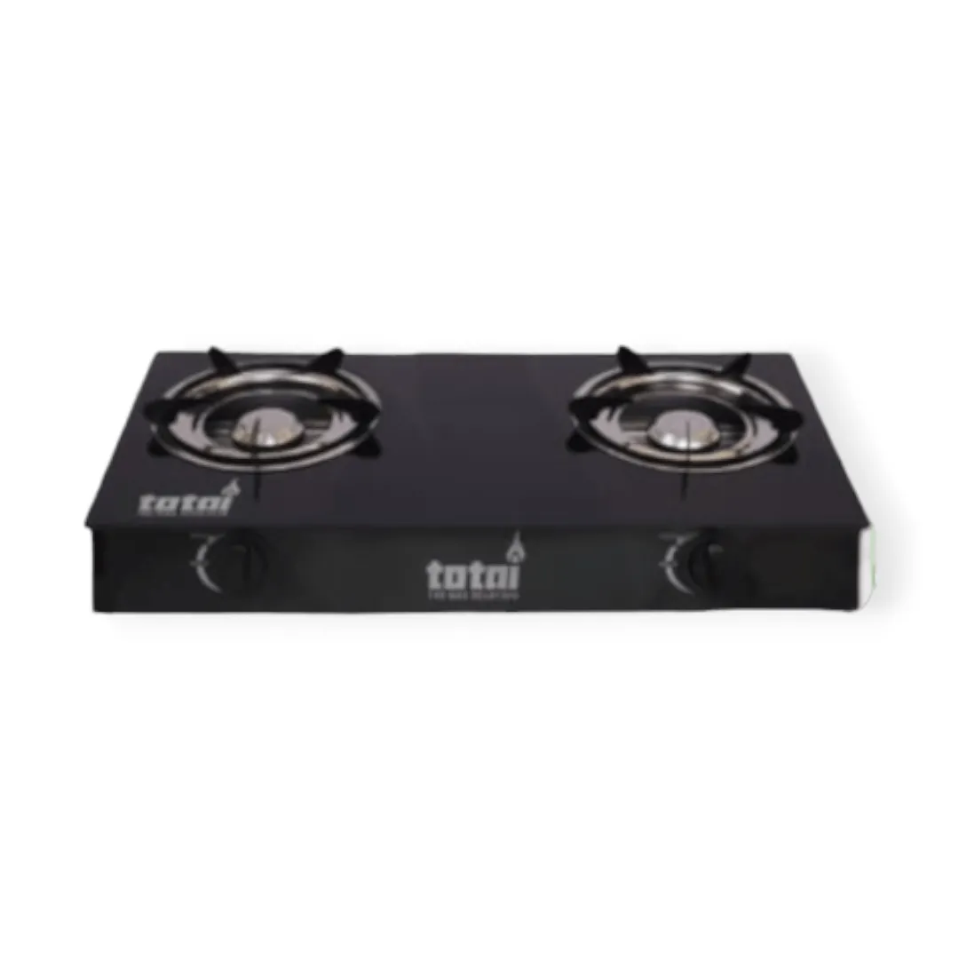 Totai 2 Burner Gas Stove Black Glass With Auto Ignition 26/013A
