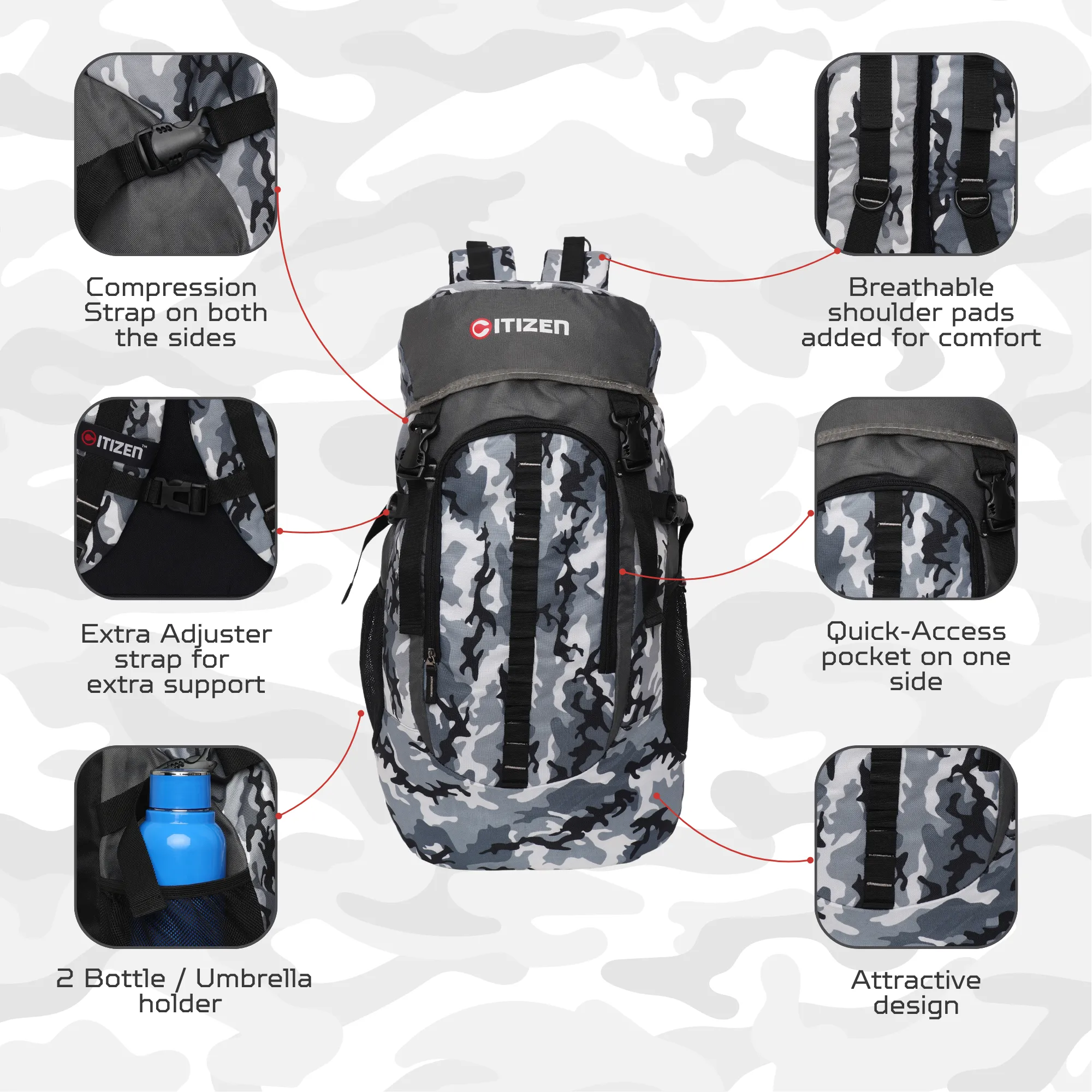 Travel 50 Military Print Hiking Bag