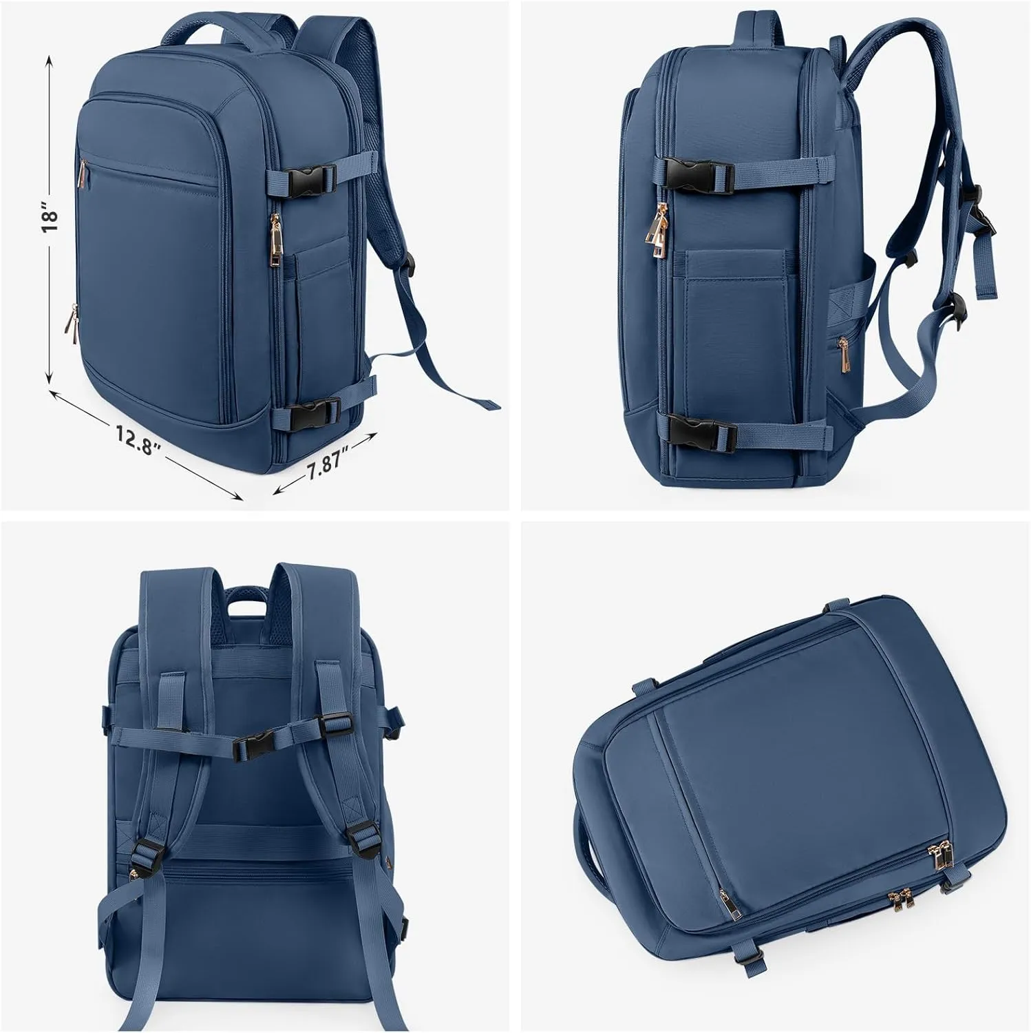 Travel Backpack, Carry-on Backpack for Men Women, Travel Backpack Carry on Flight Approved, 40L Personal Item Backpack Personal Item Backpack Bag, Travel Essentials, Dark Blue