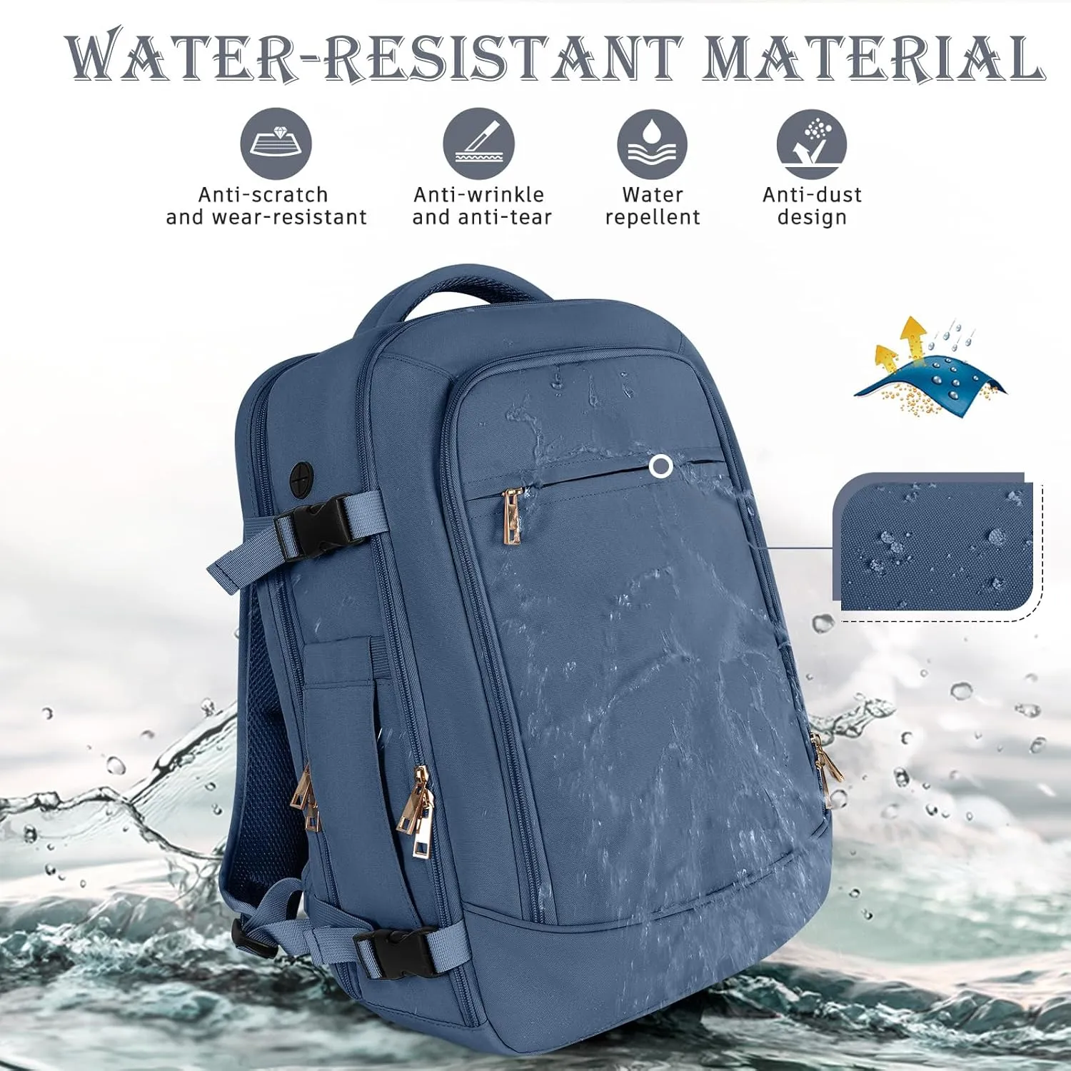 Travel Backpack, Carry-on Backpack for Men Women, Travel Backpack Carry on Flight Approved, 40L Personal Item Backpack Personal Item Backpack Bag, Travel Essentials, Dark Blue