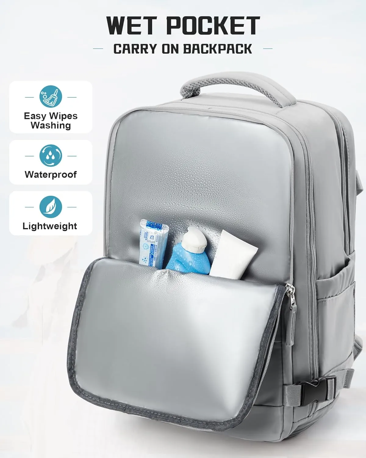 Travel Backpack Carry on Flight Approved Carry on Backpack for Airplanes Personal Item Travel Bag 18x14x8 Inches Traveling Backpack for Men Women Airback Backpack for Travel Mochila de Viaje Grey