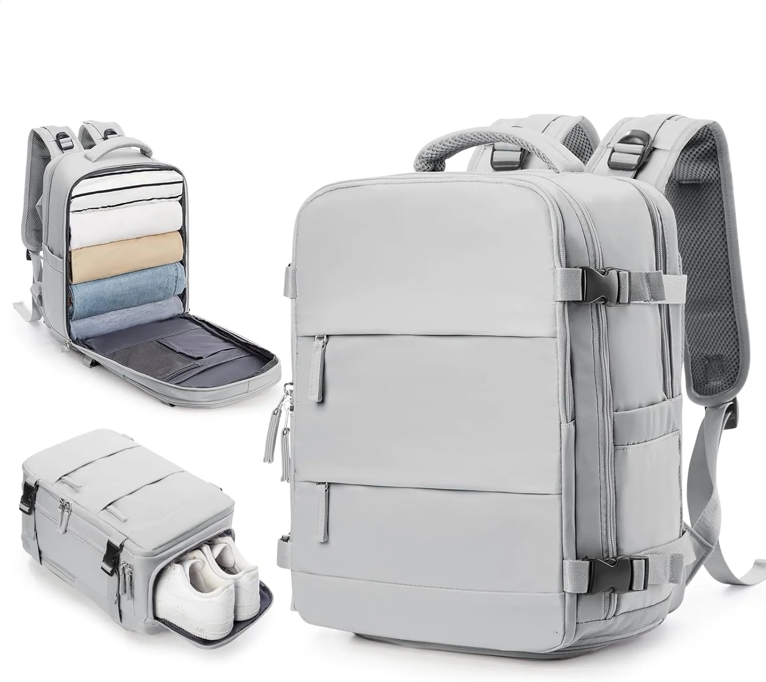 Travel Backpack Carry on Flight Approved Carry on Backpack for Airplanes Personal Item Travel Bag 18x14x8 Inches Traveling Backpack for Men Women Airback Backpack for Travel Mochila de Viaje Grey
