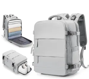 Travel Backpack Carry on Flight Approved Carry on Backpack for Airplanes Personal Item Travel Bag 18x14x8 Inches Traveling Backpack for Men Women Airback Backpack for Travel Mochila de Viaje Grey