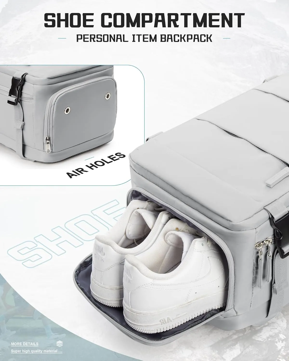 Travel Backpack Carry on Flight Approved Carry on Backpack for Airplanes Personal Item Travel Bag 18x14x8 Inches Traveling Backpack for Men Women Airback Backpack for Travel Mochila de Viaje Grey