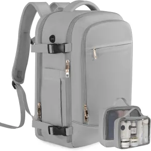 Travel Backpack, Large Backpack for Men Women, Flight-approved Carry-on Backpack, 40L Personal Item Travel Backpack, Travel Essentials, Grey