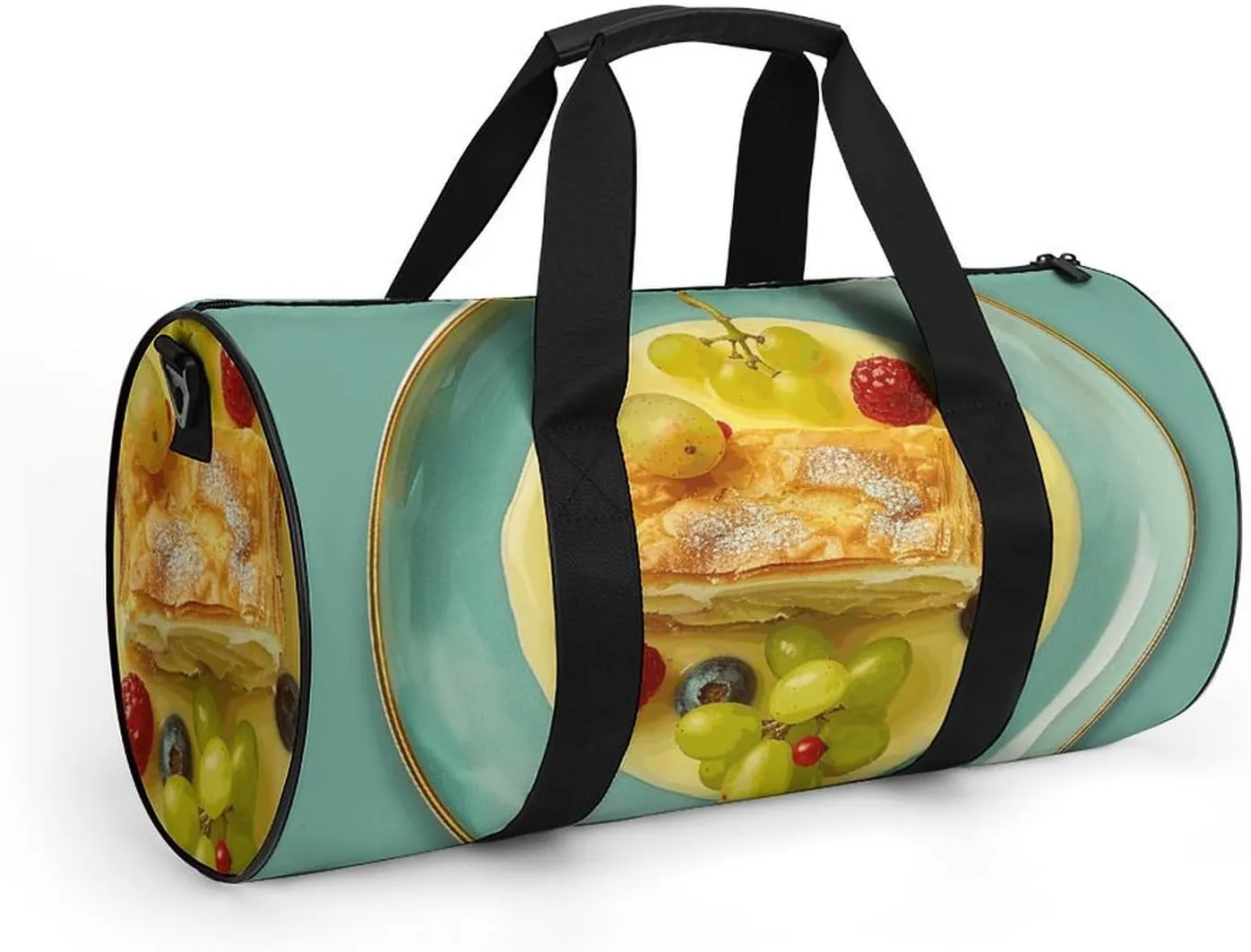 Travel Duffel Bag for Men And Women,Food on Plate Waterproof Sports Fitness Bag Portable Travel Duffel Bag