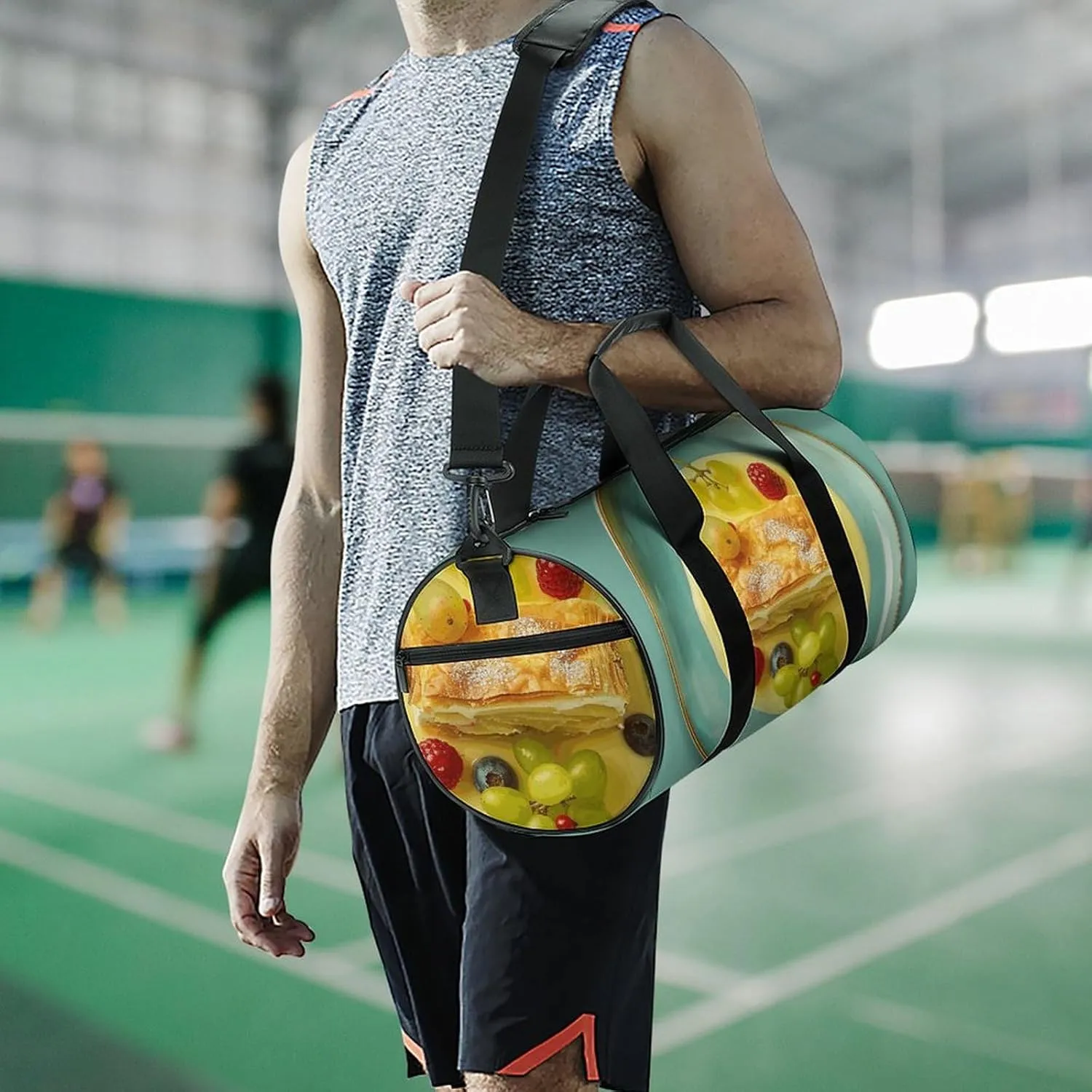 Travel Duffel Bag for Men And Women,Food on Plate Waterproof Sports Fitness Bag Portable Travel Duffel Bag