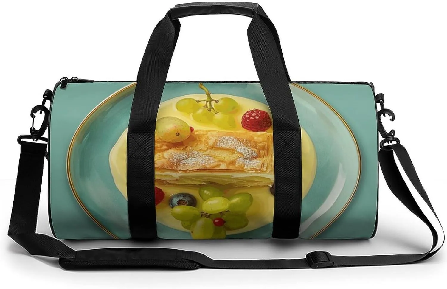 Travel Duffel Bag for Men And Women,Food on Plate Waterproof Sports Fitness Bag Portable Travel Duffel Bag