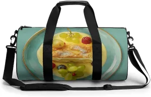 Travel Duffel Bag for Men And Women,Food on Plate Waterproof Sports Fitness Bag Portable Travel Duffel Bag