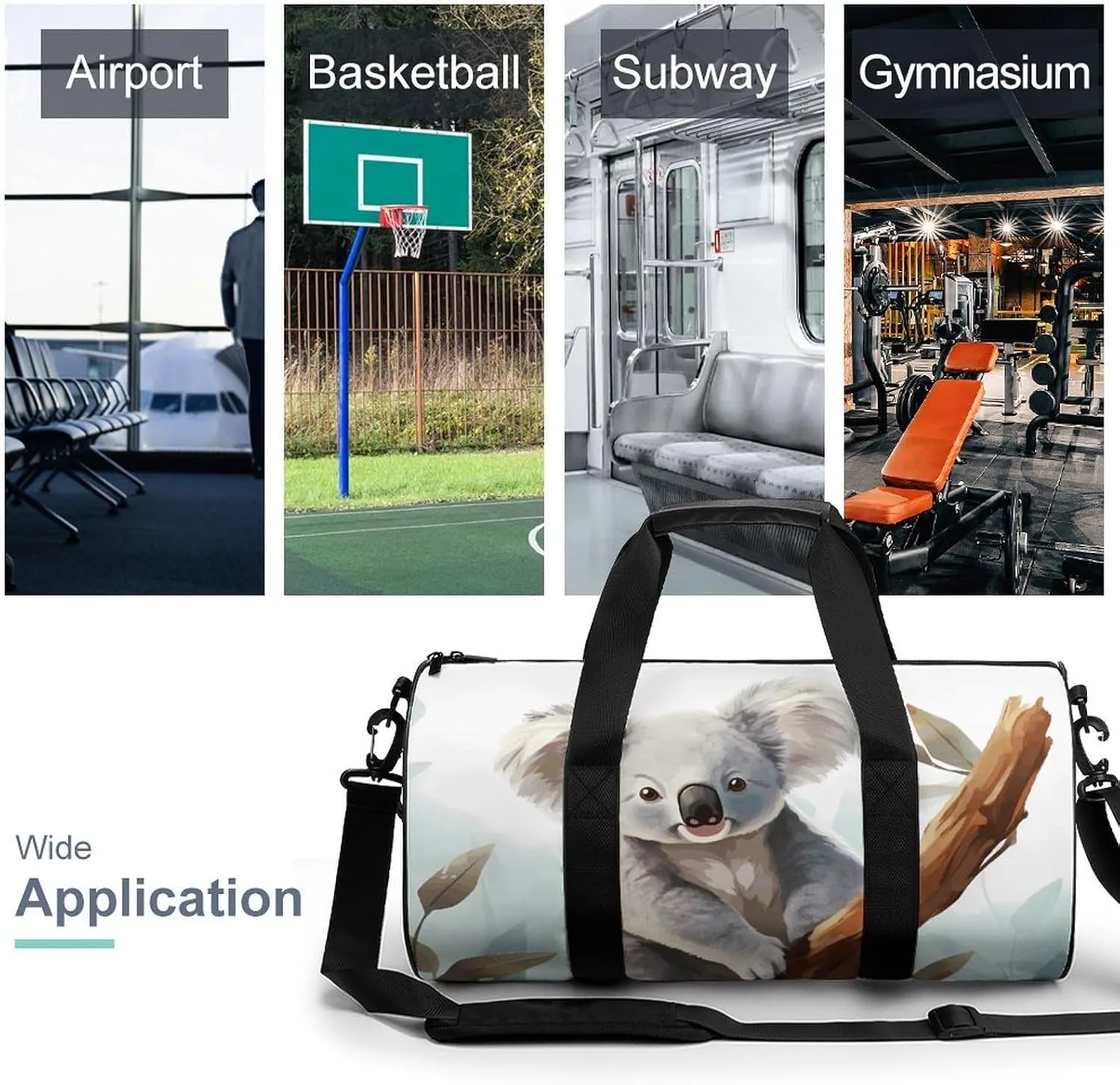 Travel Duffel Bag for Men And Women,Koala And Butterfly Waterproof Sports Fitness Bag Portable Travel Duffel Bag