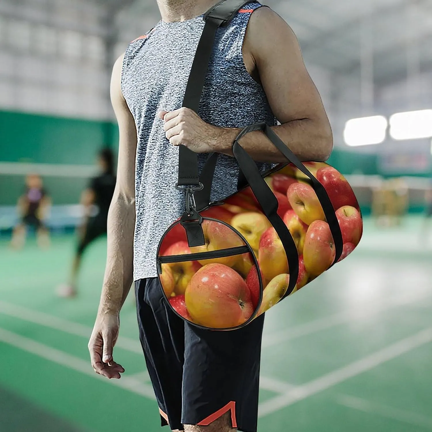 Travel Duffel Bag for Men And Women,Pile of Fruits Images Waterproof Sports Fitness Bag Portable Travel Duffel Bag, 17.7in/9in/9in