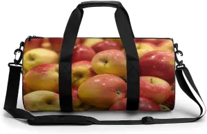 Travel Duffel Bag for Men And Women,Pile of Fruits Images Waterproof Sports Fitness Bag Portable Travel Duffel Bag, 17.7in/9in/9in