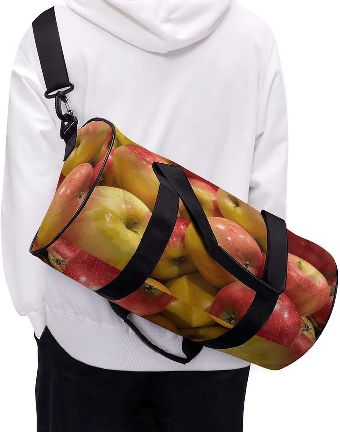 Travel Duffel Bag for Men And Women,Pile of Fruits Images Waterproof Sports Fitness Bag Portable Travel Duffel Bag, 17.7in/9in/9in