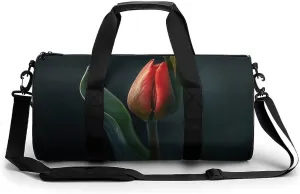 Travel Duffel Bag for Men And Women,Red Tulip Buds Waterproof Sports Fitness Bag Portable Travel Duffel Bag