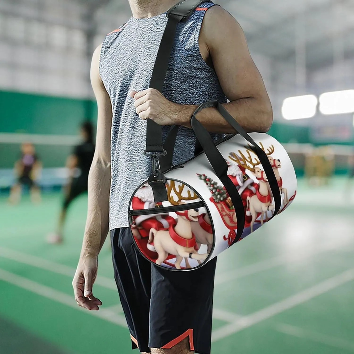 Travel Duffel Bag for Men And Women,Santa Claus Reindeer Sled Waterproof Sports Fitness Bag Portable Travel Duffel Bag