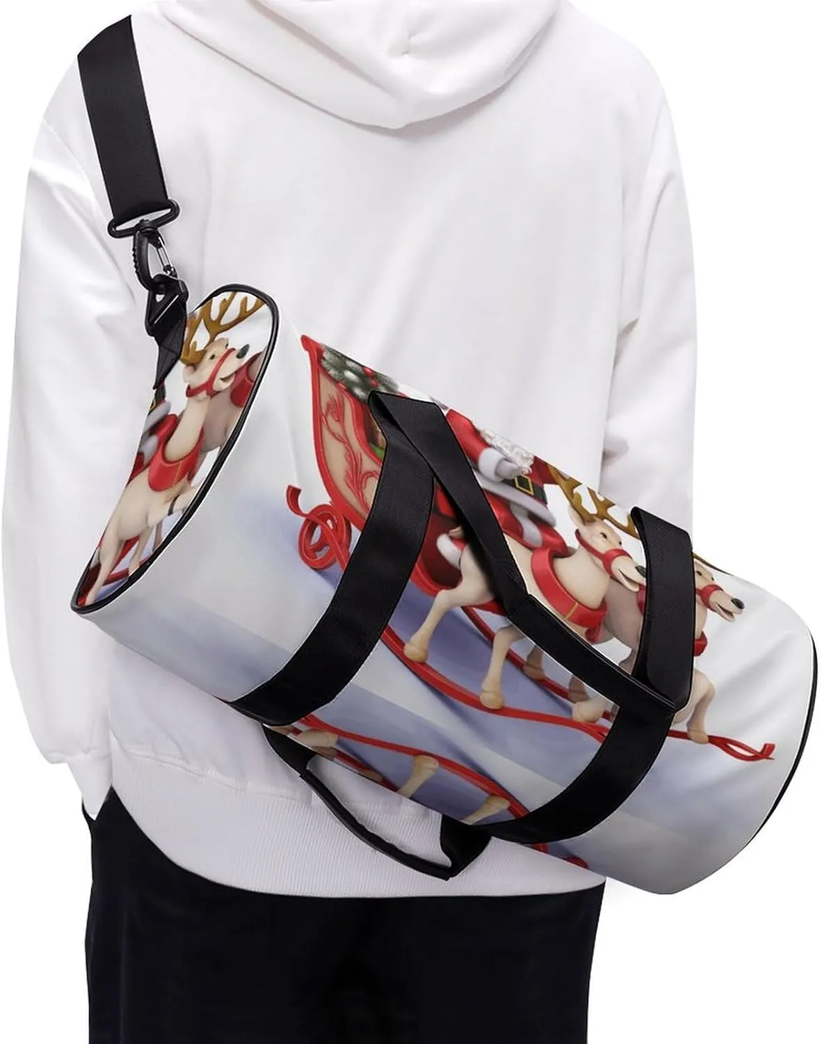 Travel Duffel Bag for Men And Women,Santa Claus Reindeer Sled Waterproof Sports Fitness Bag Portable Travel Duffel Bag