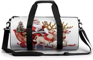 Travel Duffel Bag for Men And Women,Santa Claus Reindeer Sled Waterproof Sports Fitness Bag Portable Travel Duffel Bag