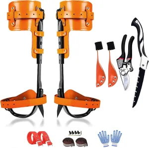 Tree Climbing Gear，Tree Climbing Spikes, Tree Climbing Gear with Adjustable Climbing Straps and Steel Core Flip Line, Rock Climbing Kit with Triple Lock Lanyard Adjuster