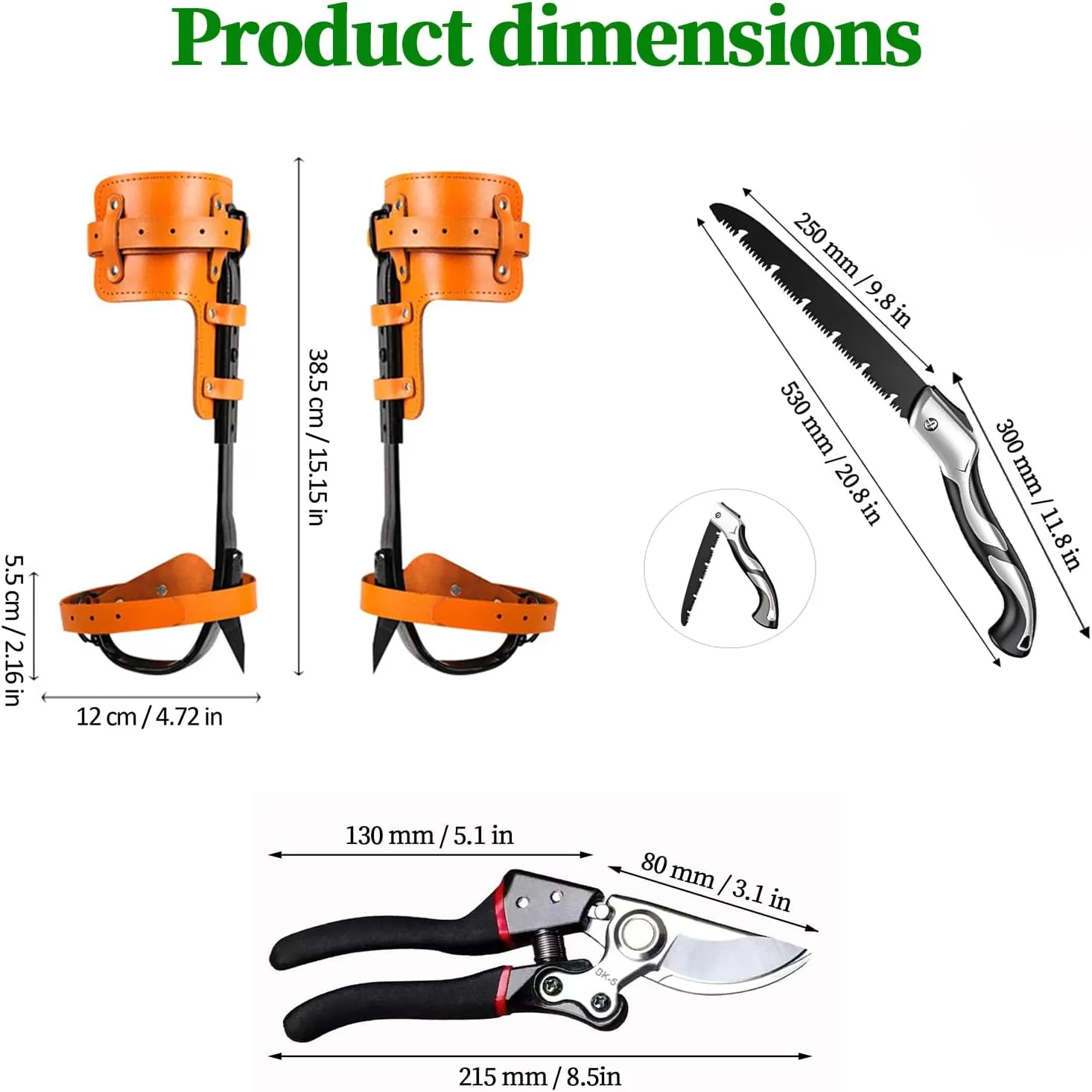Tree Climbing Gear，Tree Climbing Spikes, Tree Climbing Gear with Adjustable Climbing Straps and Steel Core Flip Line, Rock Climbing Kit with Triple Lock Lanyard Adjuster