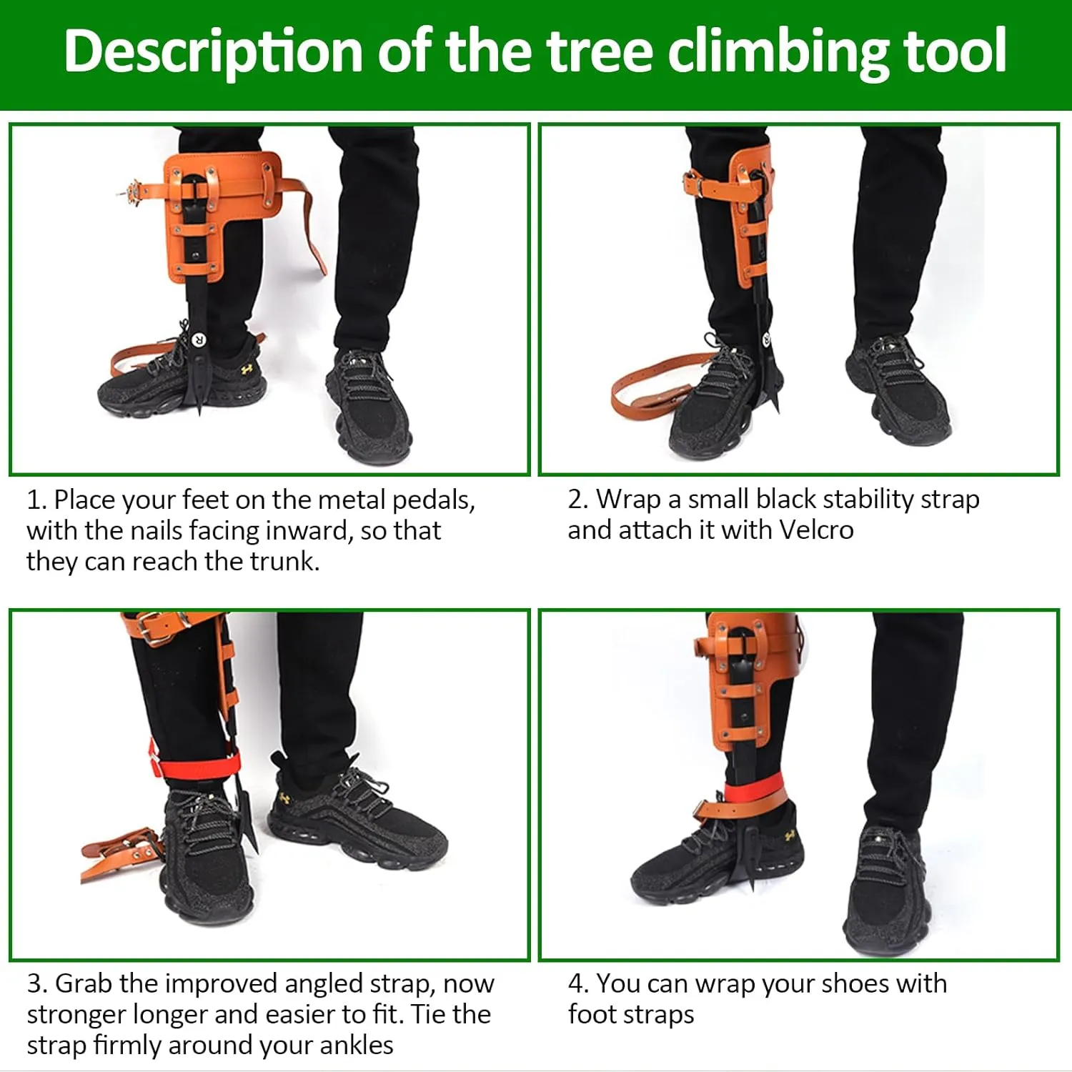 Tree Climbing Gear，Tree Climbing Spikes, Tree Climbing Gear with Adjustable Climbing Straps and Steel Core Flip Line, Rock Climbing Kit with Triple Lock Lanyard Adjuster