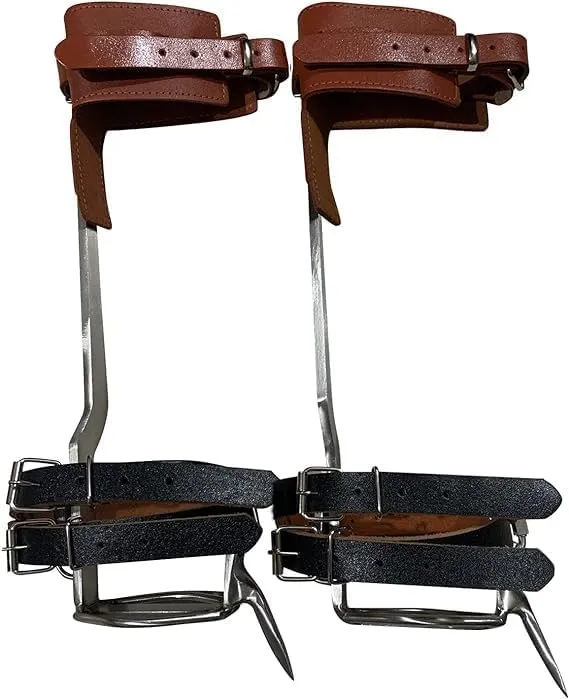 Tree Climbing Spikes Set - Tree Climbing Gear Leather Forged Tree Climbing Tool Non-Slip Pedal for Picking Fruit, Indoor and Outdoor Sports, 17.3 x 7.4 x 3.8 英寸, brown