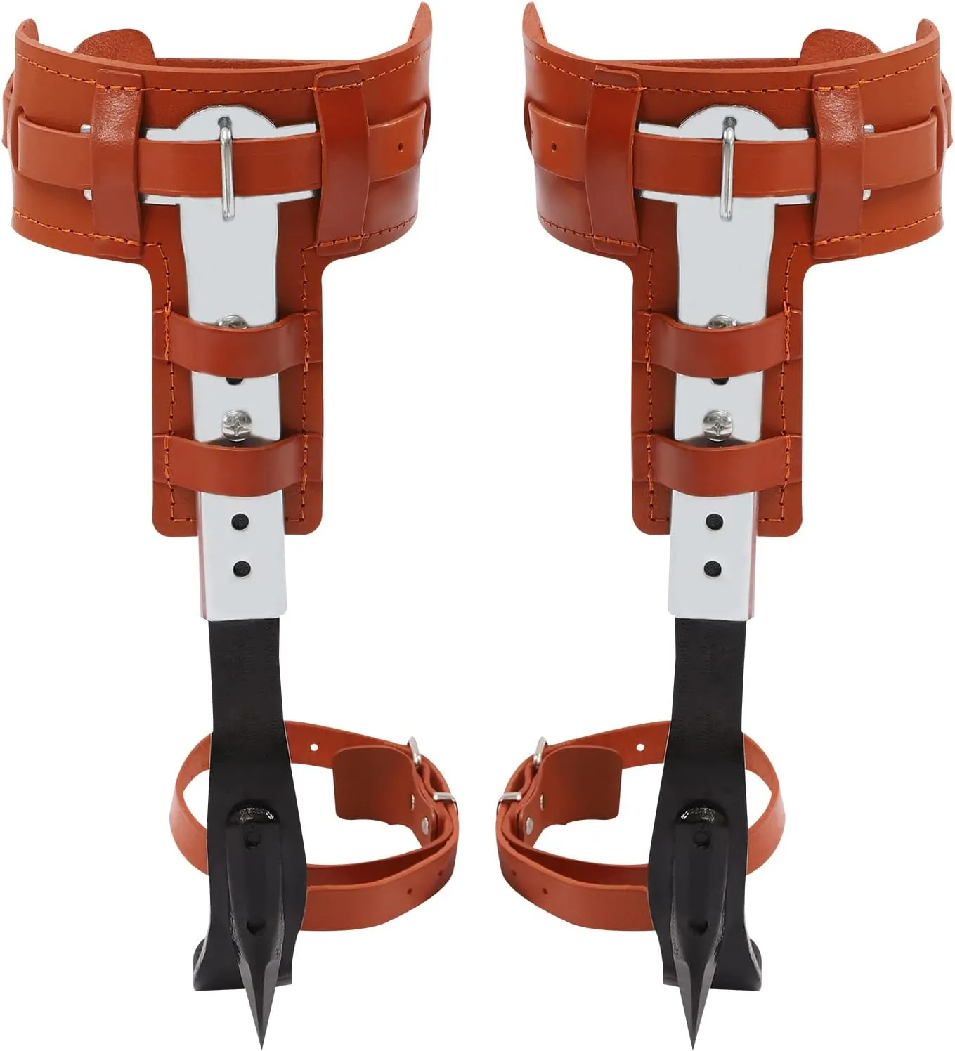 Tree Climbing Spikes, Tree Climbing Gear with Thicker Buckles, Cow Leather Tree Climbing Spikes Set Height Adjustable Tree Climbing Tool for Outdoor Jungle Survival Fruit Picking