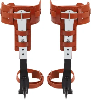 Tree Climbing Spikes, Tree Climbing Gear with Thicker Buckles, Cow Leather Tree Climbing Spikes Set Height Adjustable Tree Climbing Tool for Outdoor Jungle Survival Fruit Picking