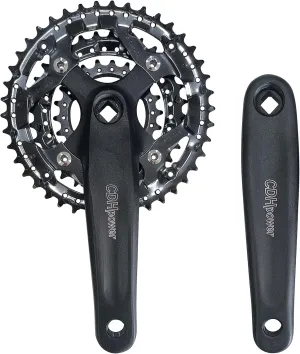 Triple Speed Aluminum Alloy Square Crankset 170mm 104/64bcd 42/32/22T, 48/38/28T with Chainring Crankarms, Crank Set Chainset for Mountain Road Bike Fixed Gear Bicycle