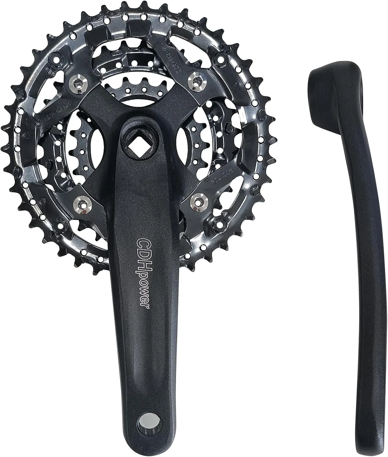 Triple Speed Aluminum Alloy Square Crankset 170mm 104/64bcd 42/32/22T, 48/38/28T with Chainring Crankarms, Crank Set Chainset for Mountain Road Bike Fixed Gear Bicycle