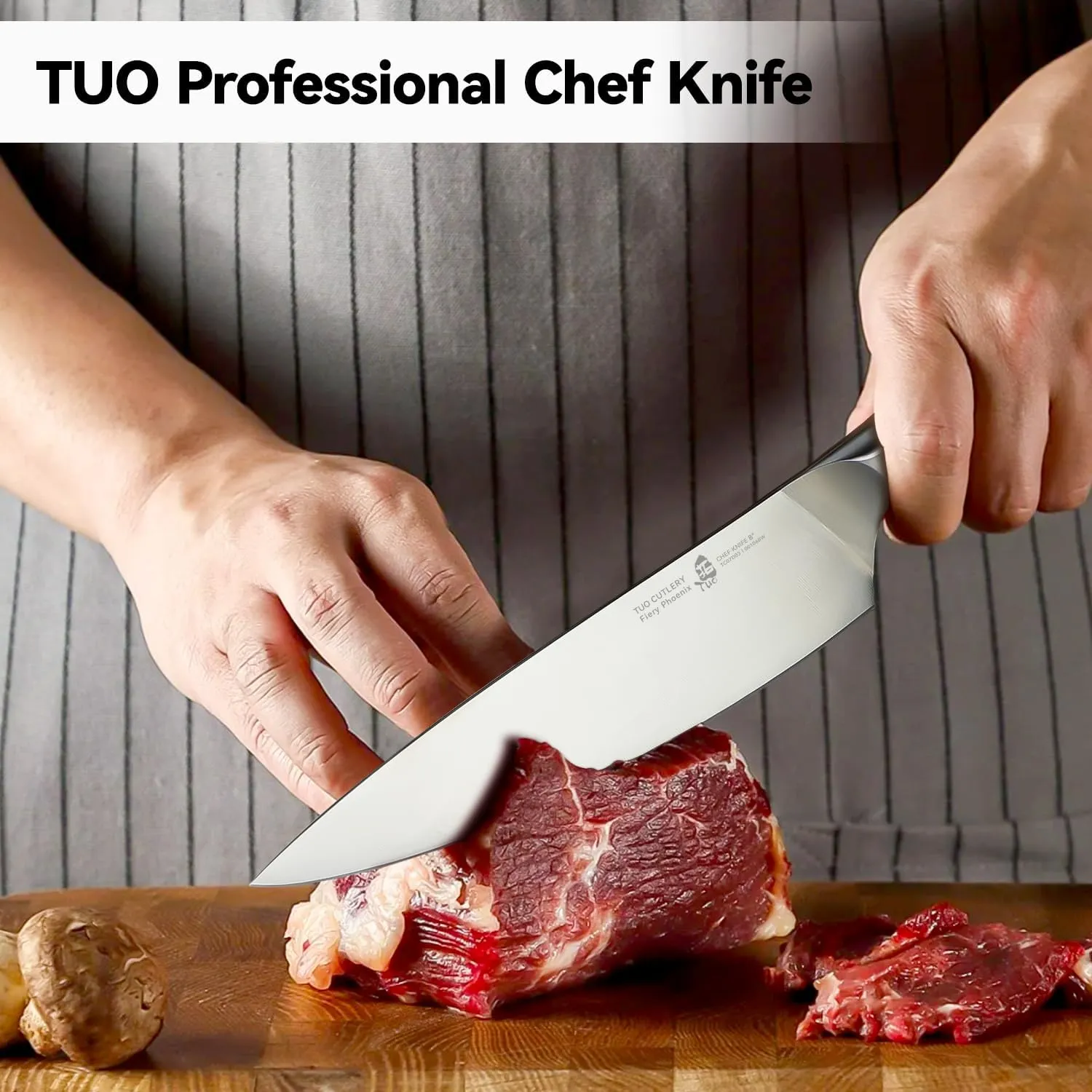 TUO Chef Knife, 8 inch Sharp Kitchen Knife with Pakkawood Handle, High Carbon Steel, Professional for Chopping & Dicing, Gift Box - Fiery Phoenix Series