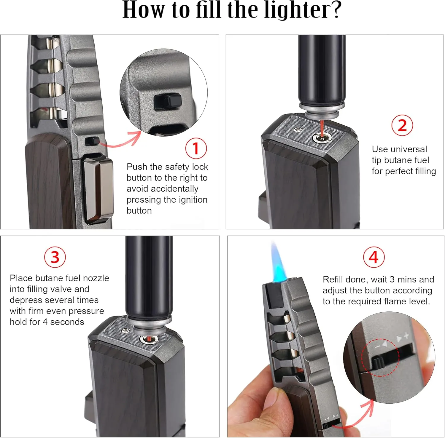 Turbine Torcher, Jet Torch Butane Lighter with Gift Box Solar Beam Torch Jet Flame Refillable Butane Windproof Lighter with for Candle Camping Grill BBQ Kitchen (Butane Not Included) Brown