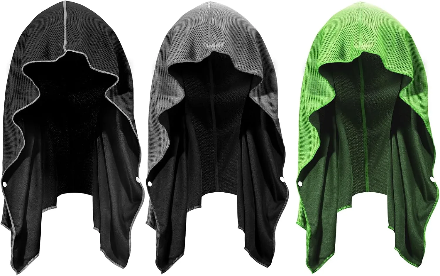 U-pick Cooling Towels Hoodie Towel for Hot Weather, Breathable Neck & Face UPF 50  Sun Protection, Sweat Towel for Travel, Beach, Camping, Cycling, Golf, Outdoor & More, 3 Packs