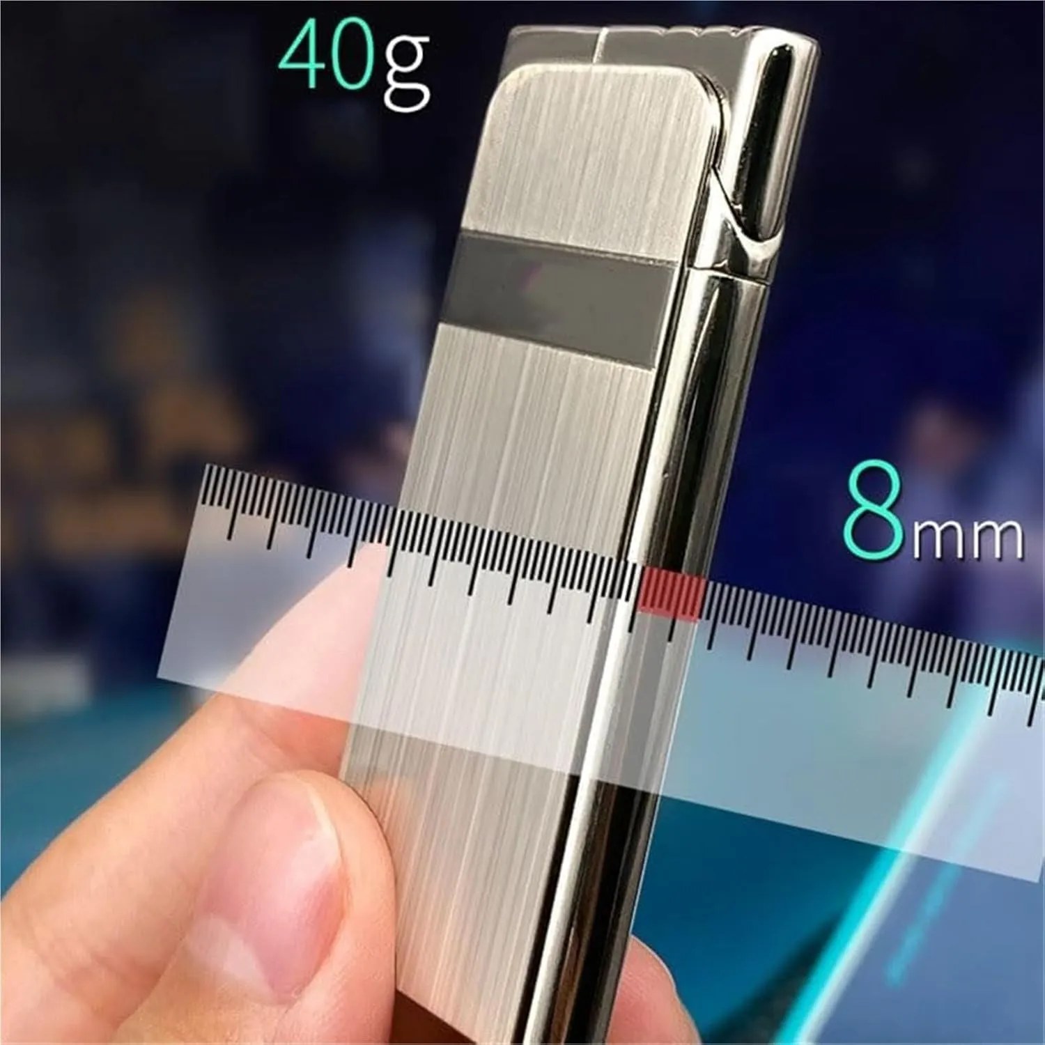 Ultra-Thin Grinding Wheel Ignition Lighter, Soft Flame Butane Lighter, Adjustable Flame refillable, Suitable for Barbecue, Candles, Collection, Gifts(A)