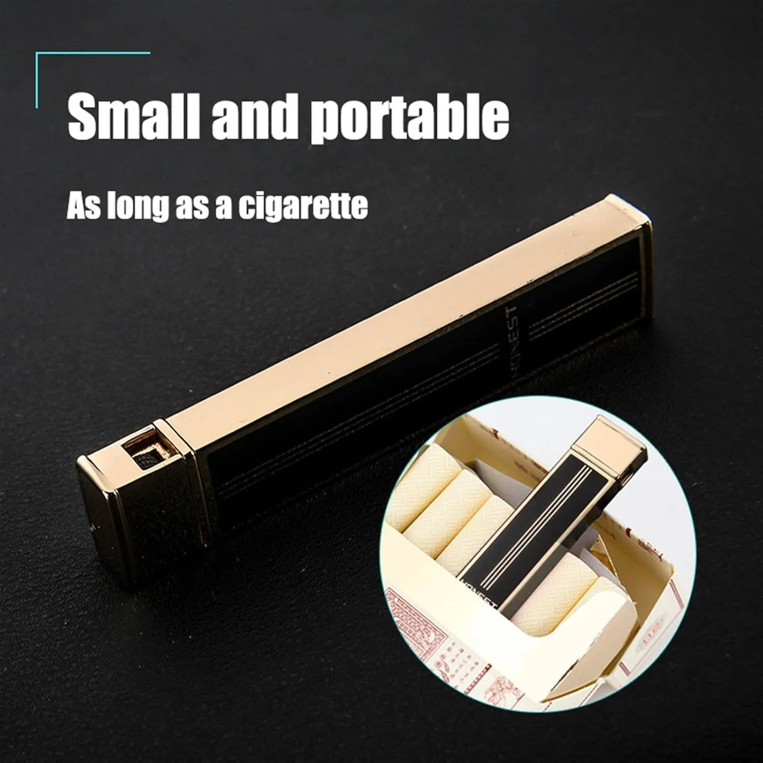 Ultra-Thin Mini Butane Gas Lighter, Portable Long Strip Soft Flame Metal Lighter, Pocket Lighter, Refillable, Adjustable Flame Size Torch Lighter, Gift for Men and Women (No Fuel)(A)