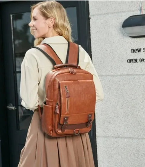 Unisex Backpack- 14-Inch Genuine Leather Backpack